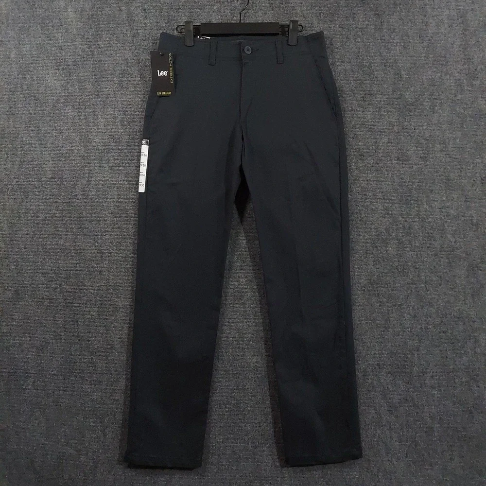 NEW Lee Pants Mens 30x30 Navy Extreme Motion Slim Straight Stretch Chino Casual